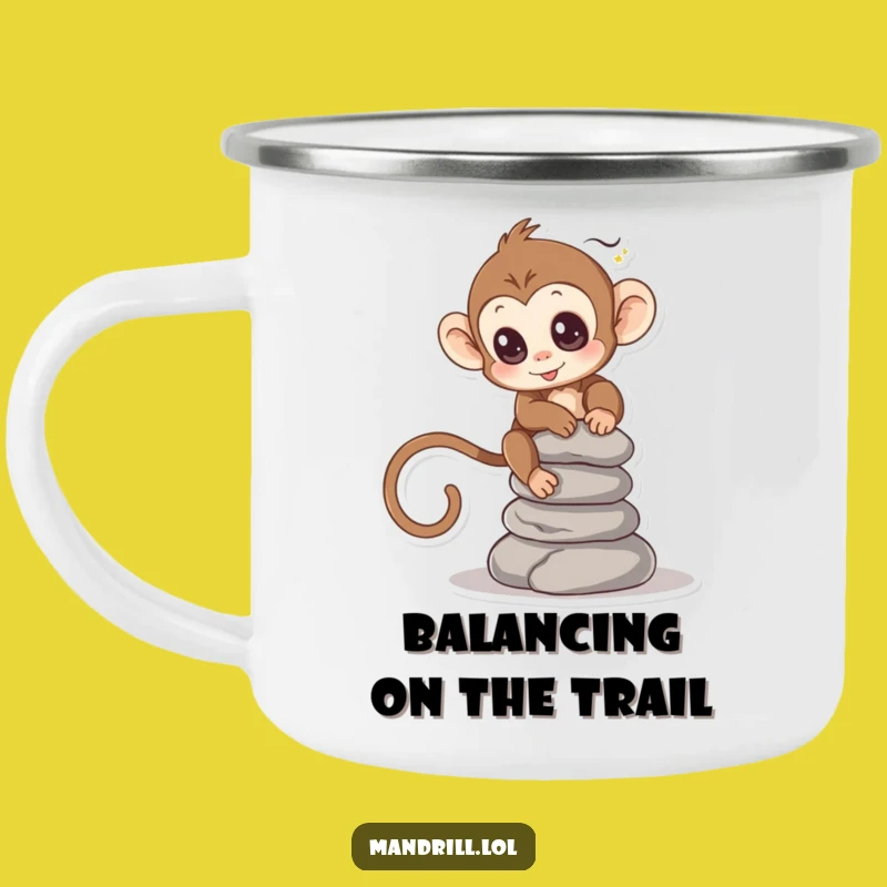 Funny Monkey Camping Mug: Balance Your Adventure - Hilarious Gift!