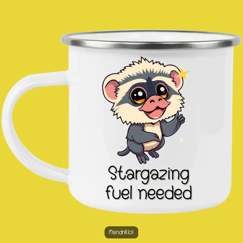 Funny Mandrill Star Gazer Camping Mug: Outdoor Wishes & Primate Humor