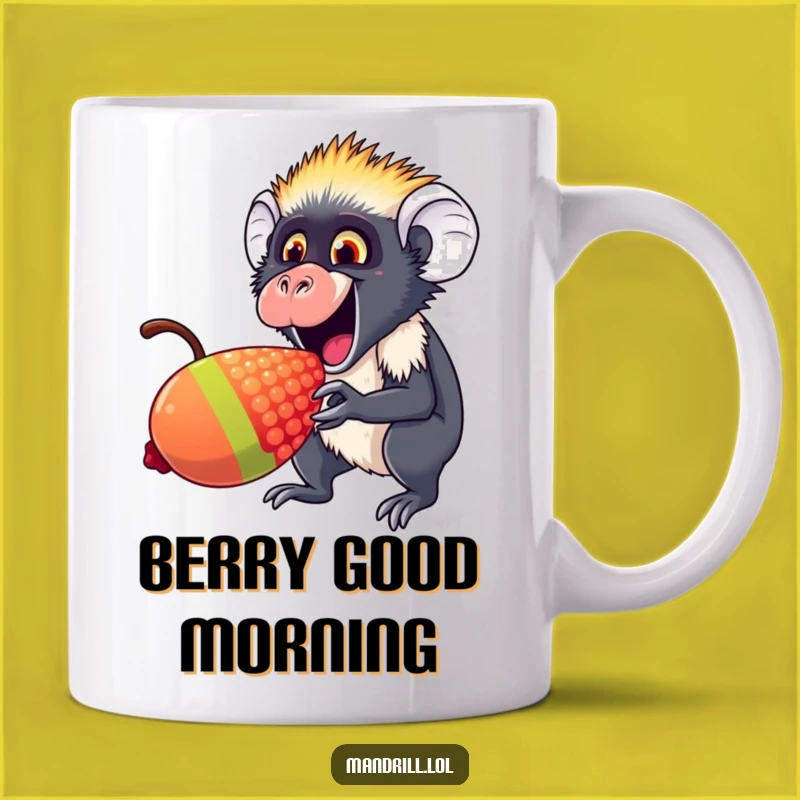 Funny Mandrill Berry Nibbler Mug: Joyful Primate Treat Gift