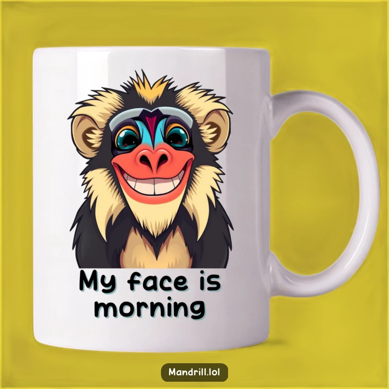 Funny Mandrill Grin Mug: Wildly Colorful & Humorous Primate Gift