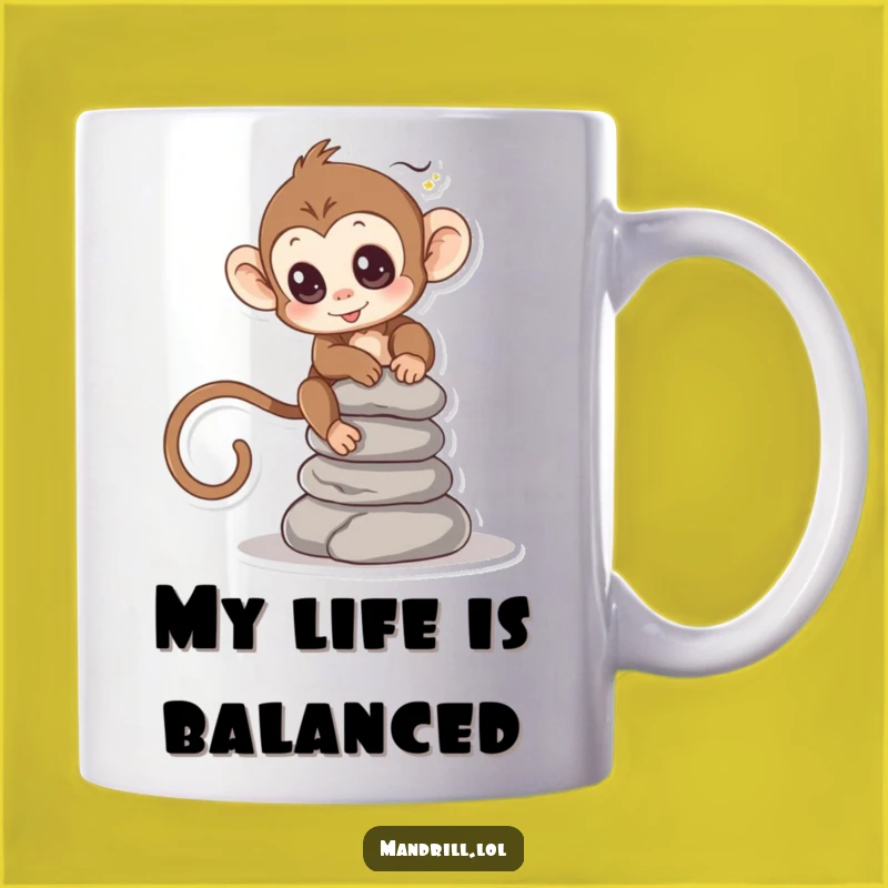Funny Monkey Stone Balance Mug: A Focused Prankster's Hilarious Gift!