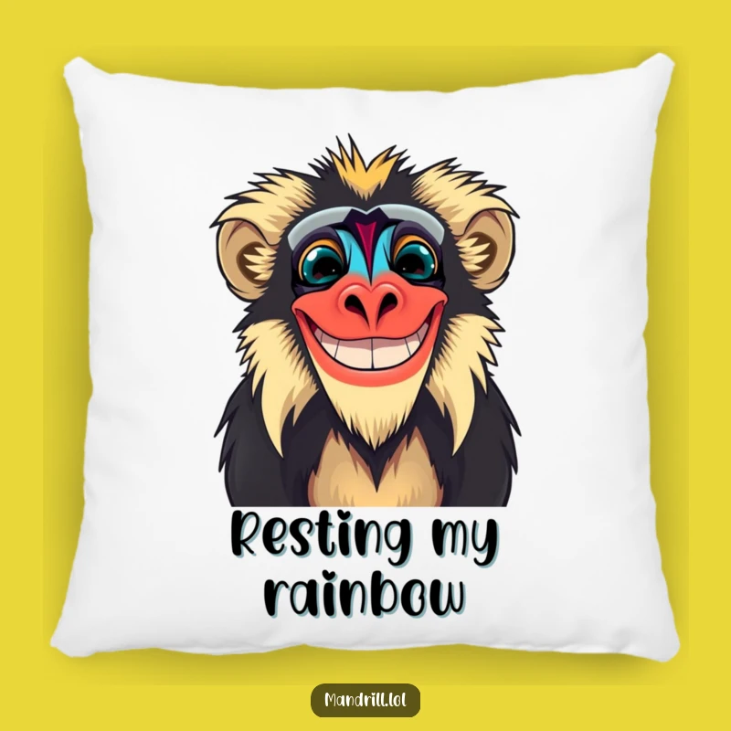 Funny Mandrill Grin Pillow: Comfy & Colorful Primate Accent