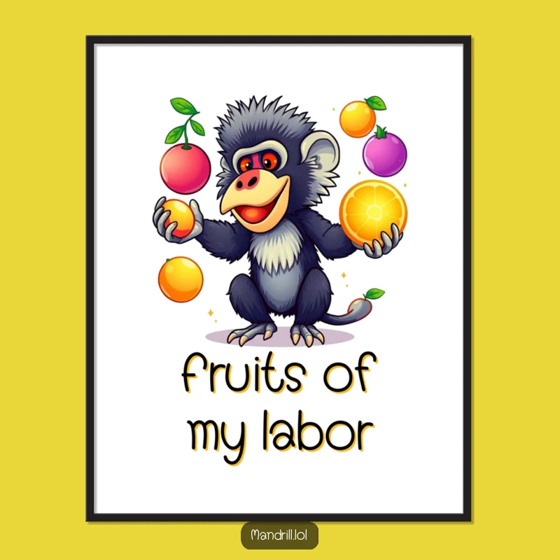 Funny Mandrill Juggling Digital Print: Instant Vibrant Primate Art