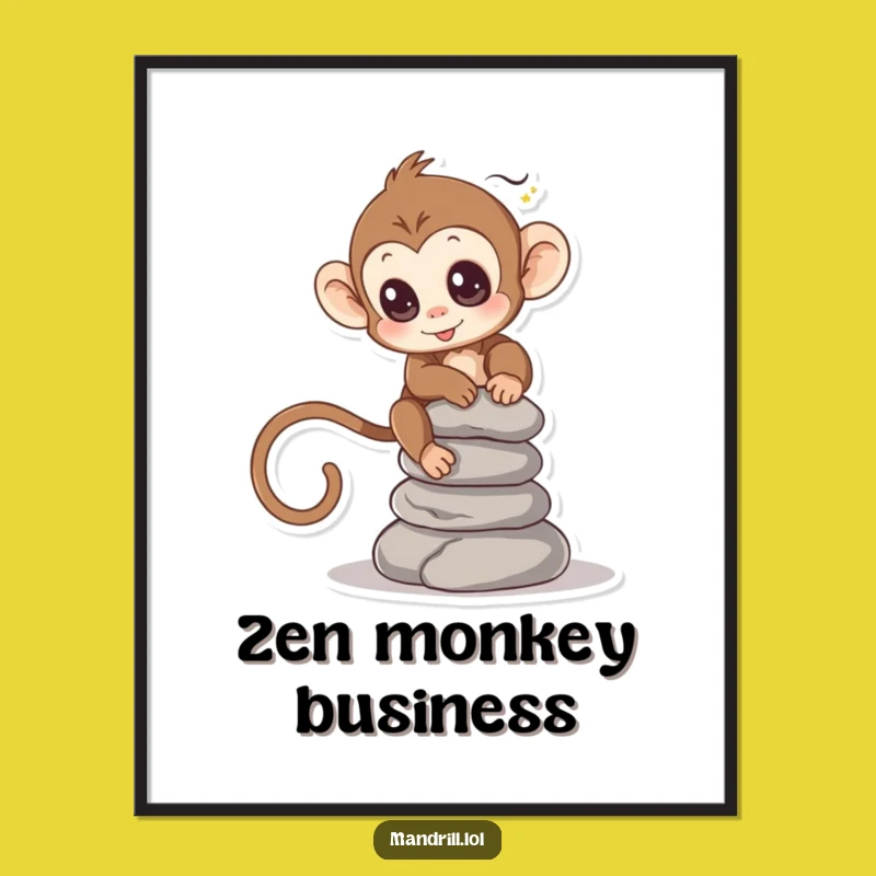 Funny Monkey Digital Art: Zen Balance for a Peaceful, Humorous Gift!