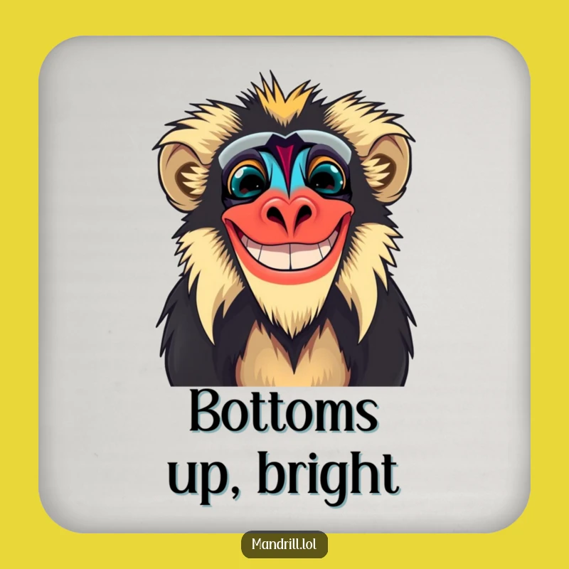 Funny Mandrill Grin Coaster Set: Protect Surfaces with Primate Humor