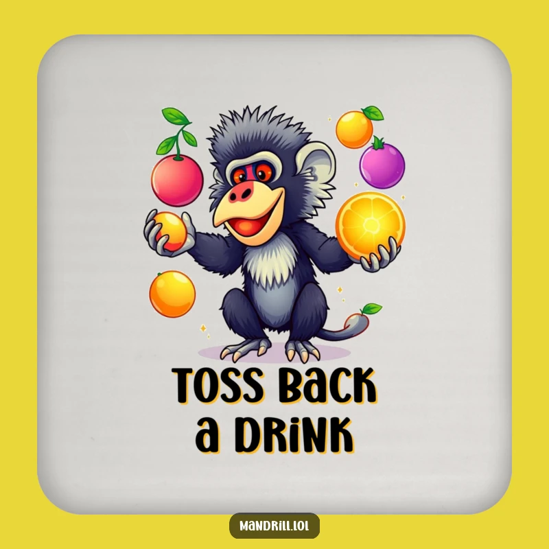 Funny Mandrill Juggling Coaster Set: Protect Surfaces with Primate Art