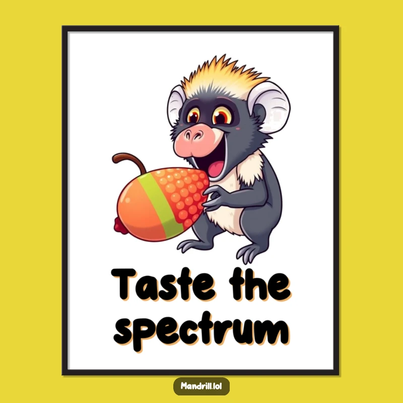 Funny Mandrill Berry Nibbler Poster: Joyful Primate Art for Sweet Spaces