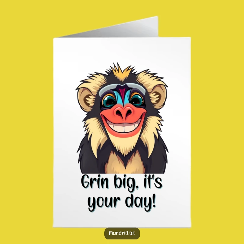 Free Printable Mandrill Birthday Card: Funny Grinning Face Downloadable Gift