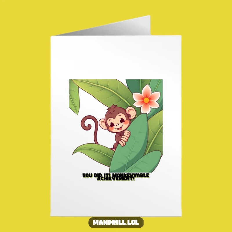 Free Printable Monkey Congrats Card: Playful Jungle Flower Surprise Funny Downloadable Gift