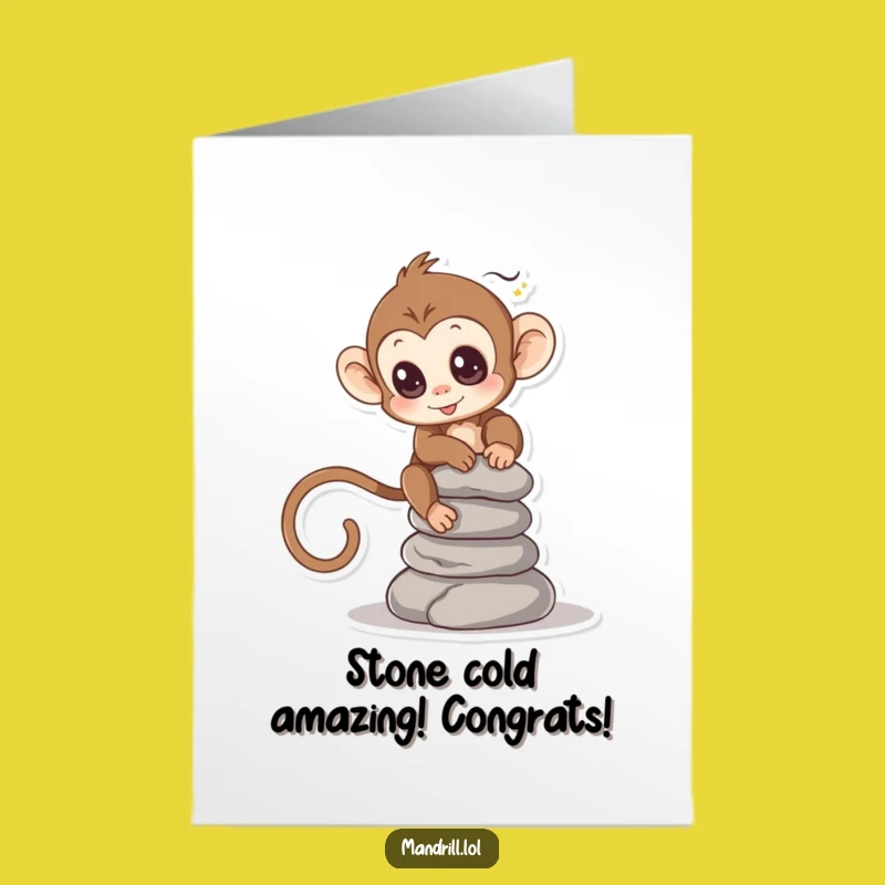 Free Printable Monkey Congrats Card: Stone Balancing Act Funny Downloadable Gift
