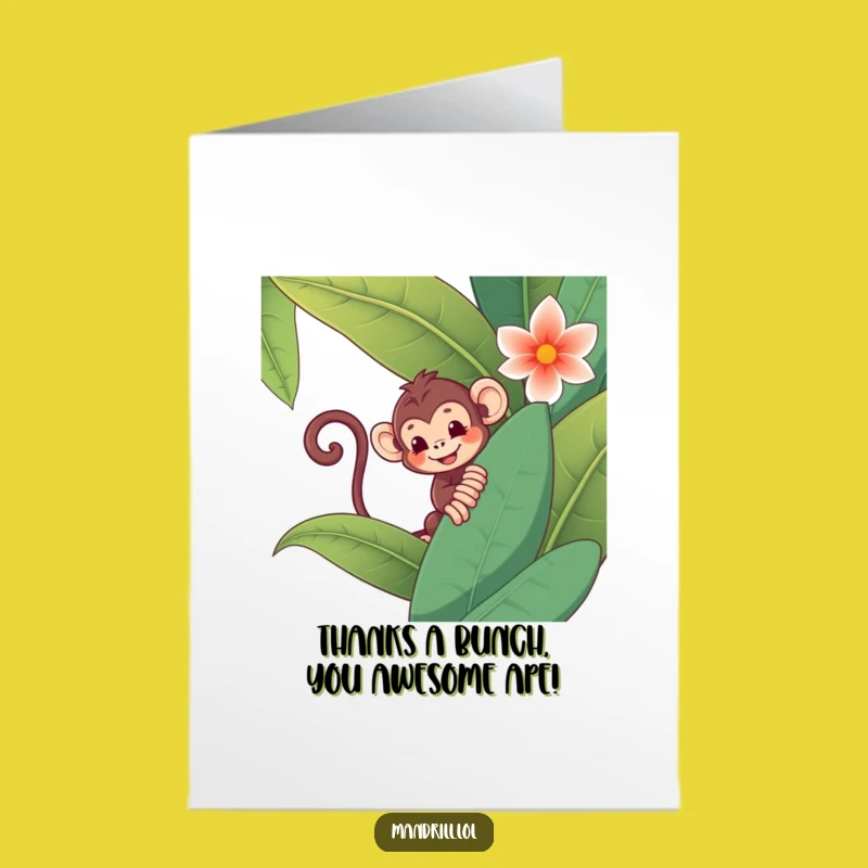 Free Printable Monkey Thank You Card: Jungle Flower Surprise Funny Downloadable Gift