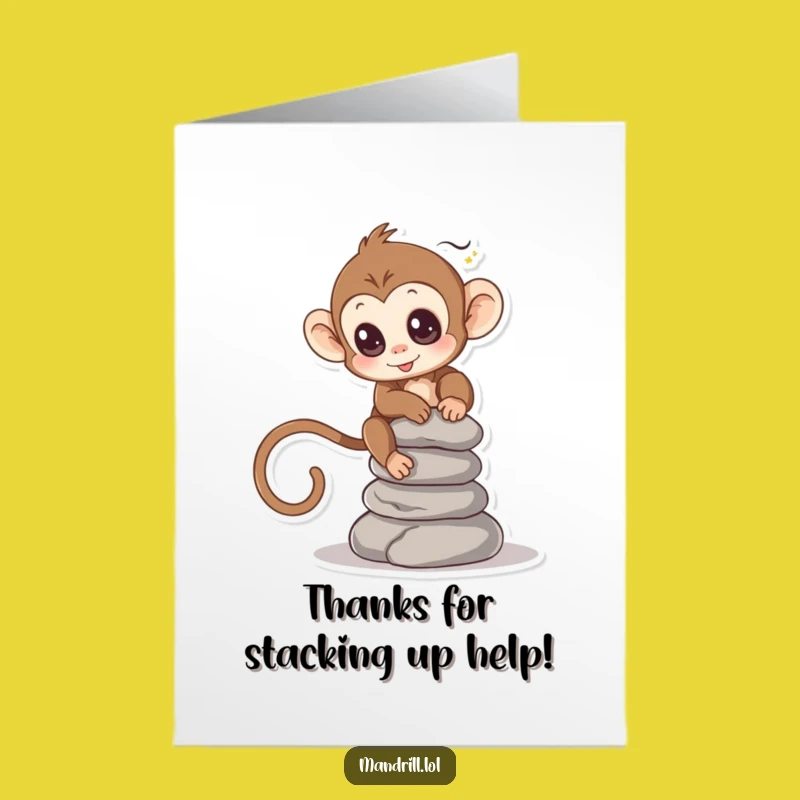 Free Printable Monkey Thank You Card: Balancing Stones Funny Downloadable Gift