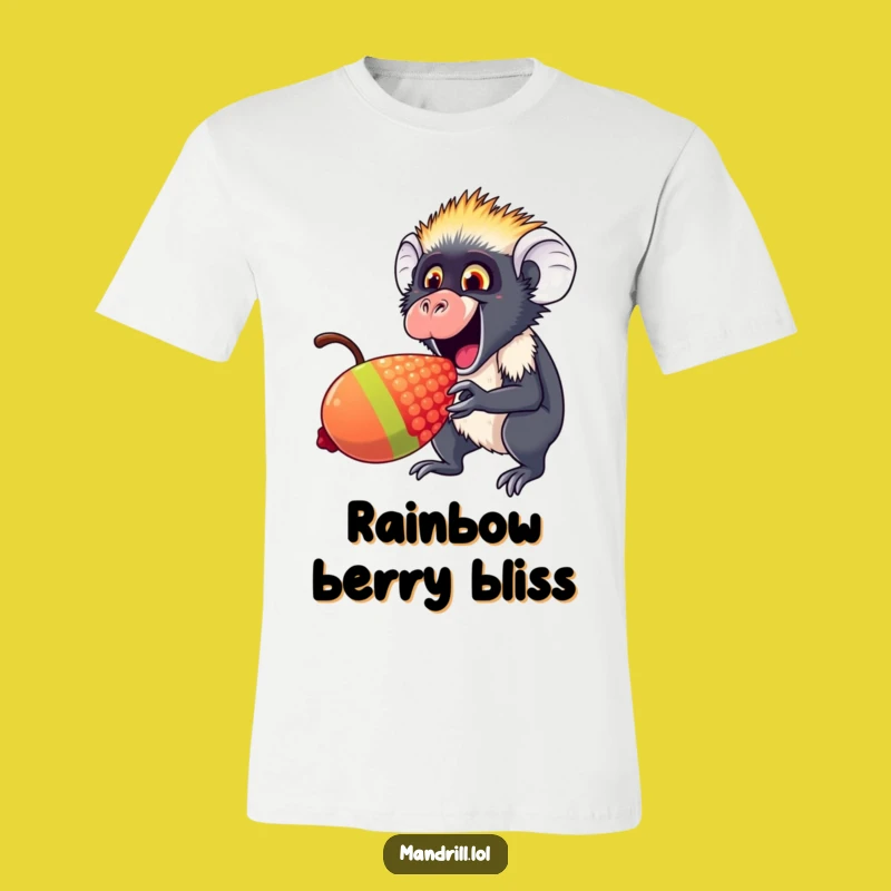 Funny Mandrill Berry Nibbler T-Shirt: Excited Primate Fruit Lover Tee